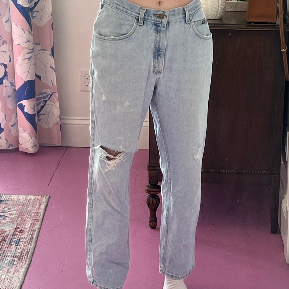 Vintage lees Light Blue Distressed Men's Jeans